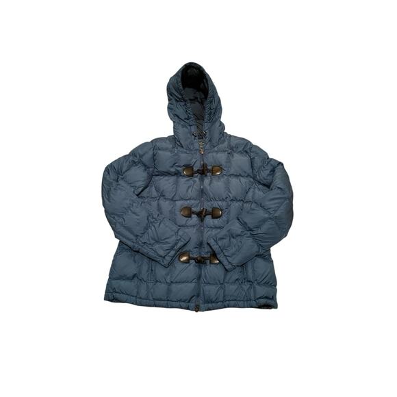 LL Bean Downtek Women L PET Hooded Puffer Jacket Blue Toggle GORPCORE Hiking - Picture 2 of 13